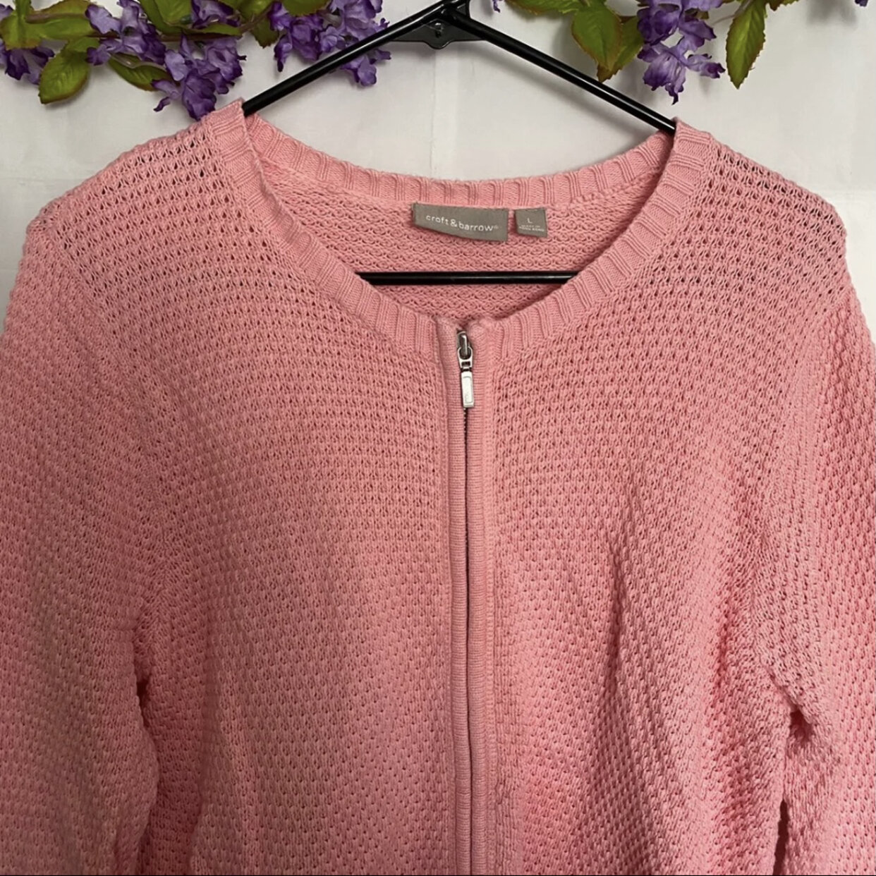 Pink zip up discount cardigan